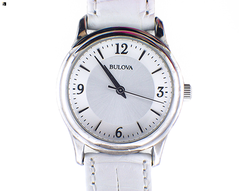 After #22 Bulova Watch Timepiece Getting White Leather Watch Band Replacement