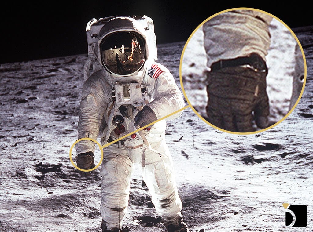 Image showcasing astronaut wearing Omega Speedmaster watch