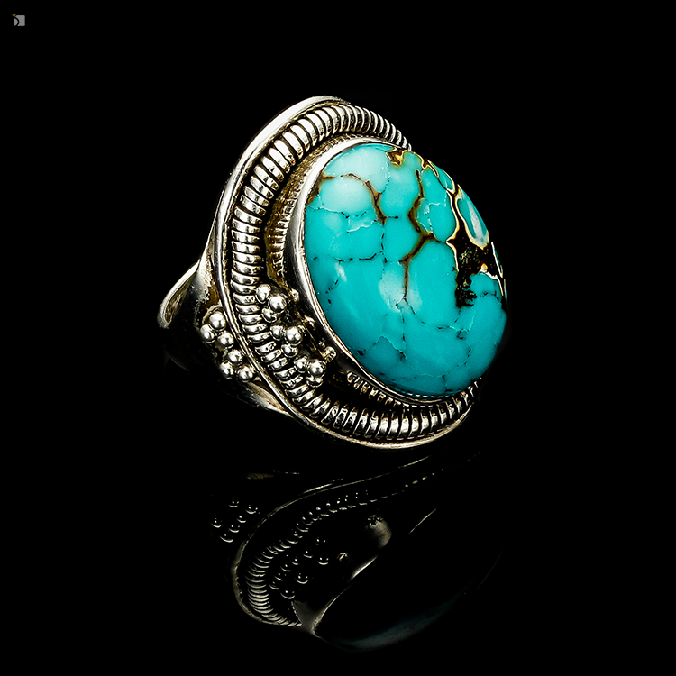 Isolated Restored Turquoise Gemstone Ring Jewelry