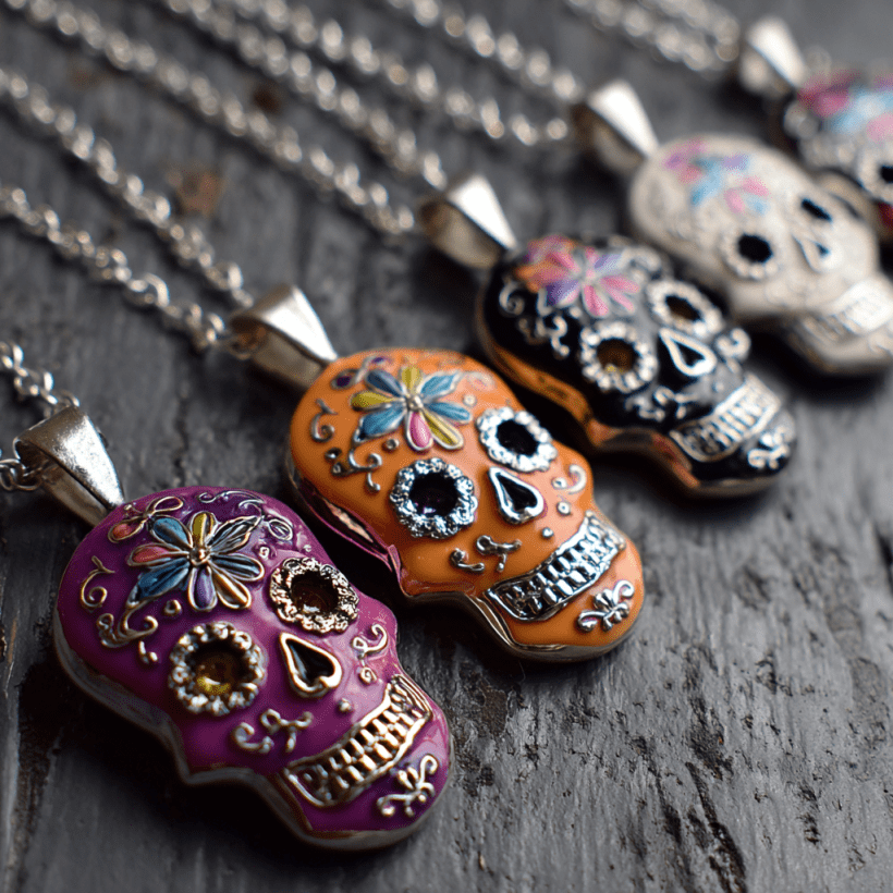 Image of sugar skull necklace pendants
