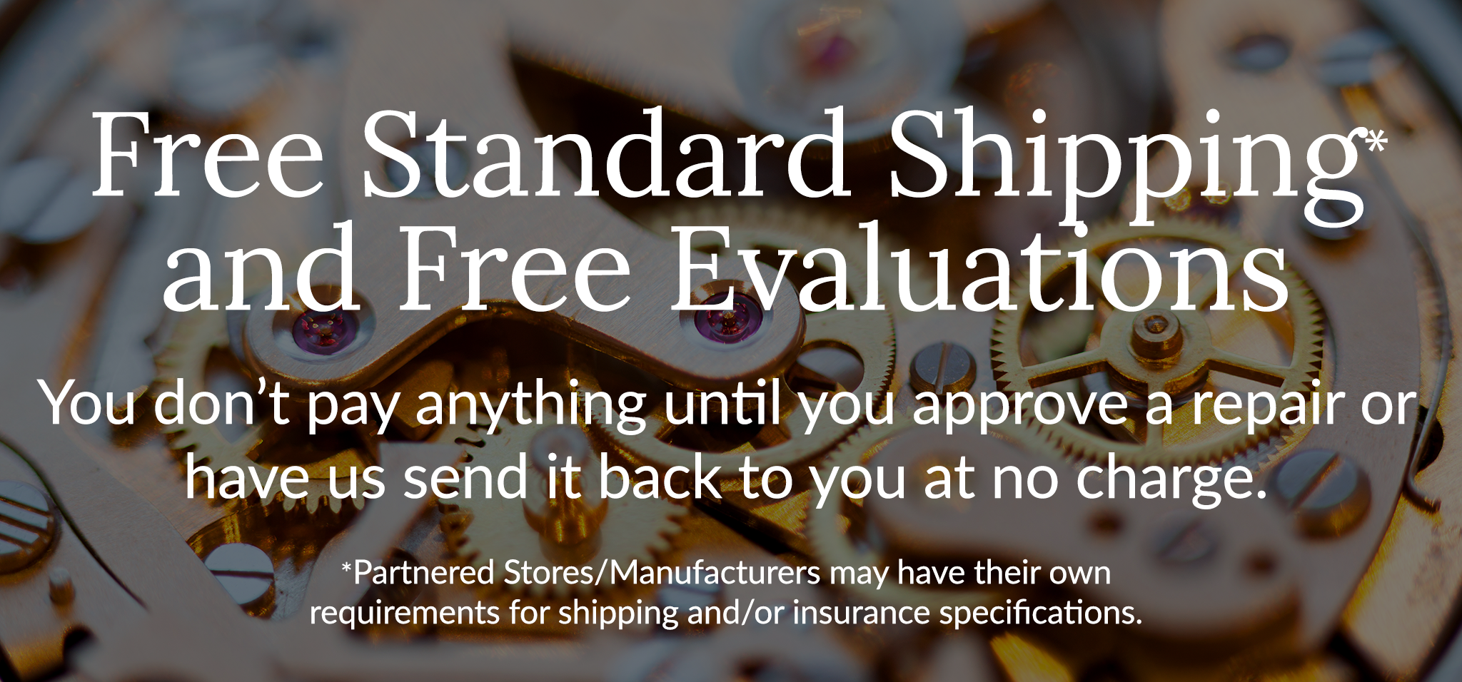 Image of watch with text saying "free shipping and evaluations"