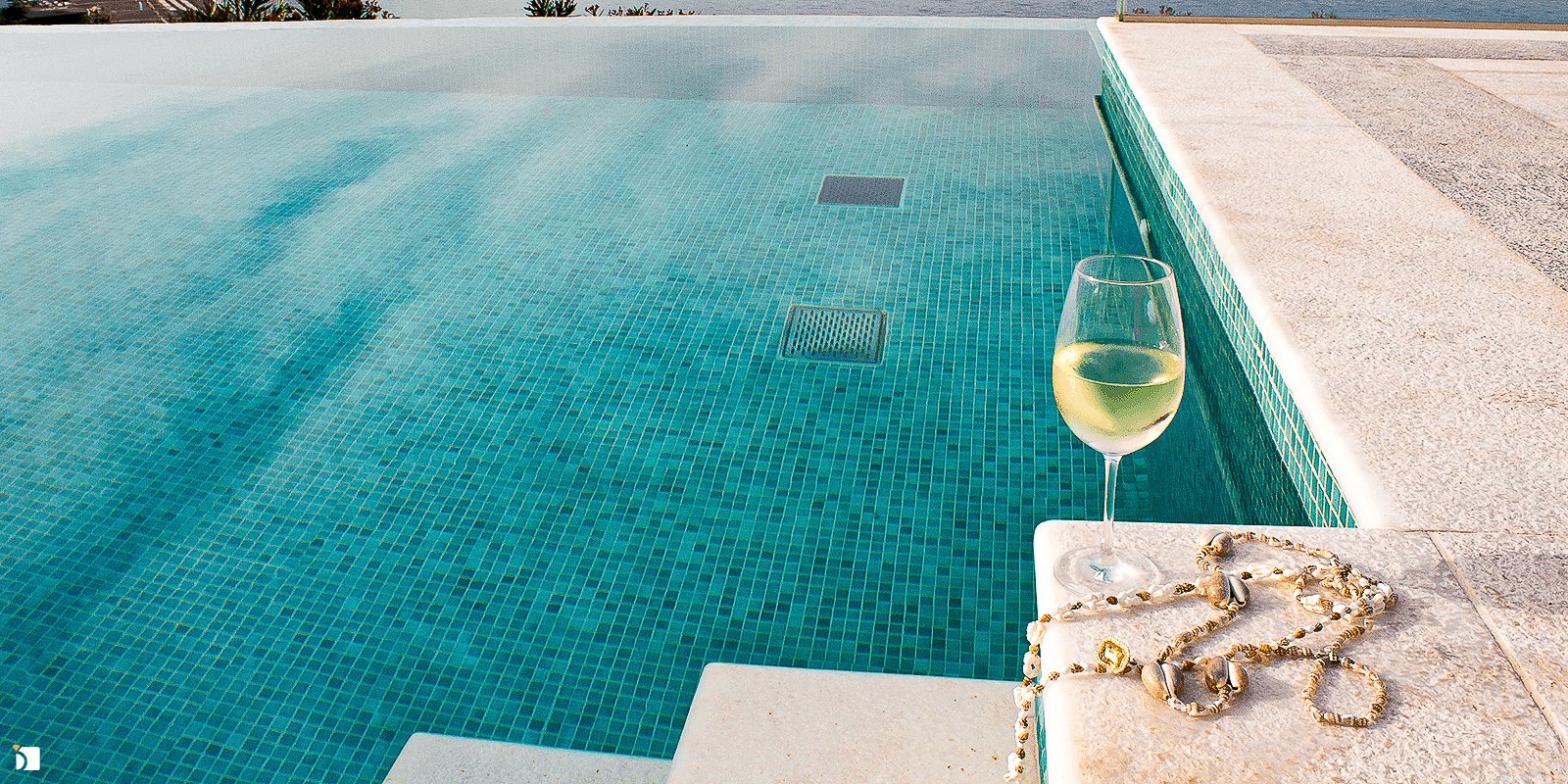 Image Showing Cleaned and Polished Poolside Necklace on a Summer Day