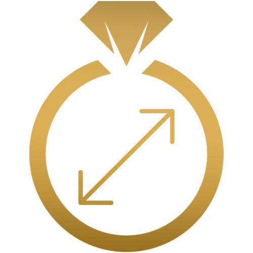 Image of gold ring resizing logo