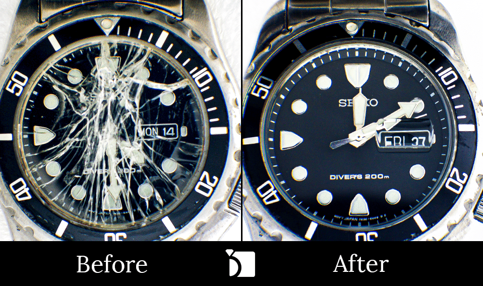 Image showing the Before & After #122 of a Seiko Watch Crystal Replacement