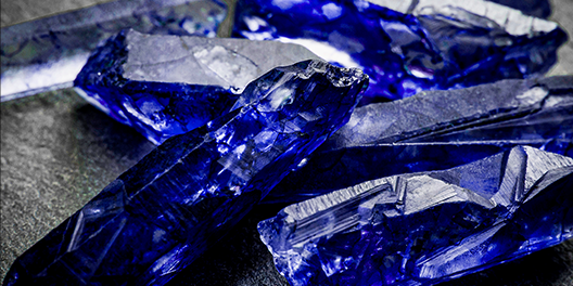 Image Showcasing Uncut Tanzanite Gemstones