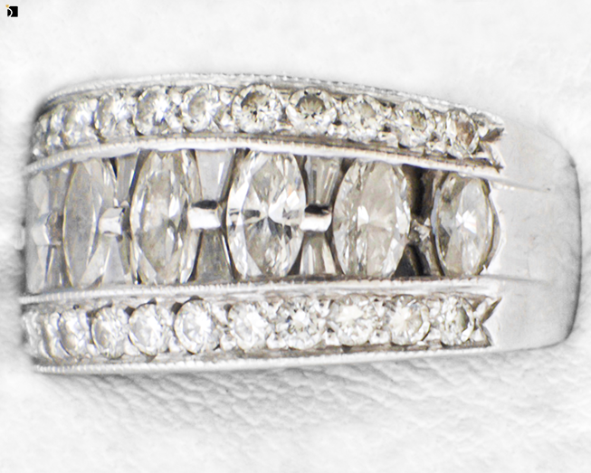 Image Showcasing Before #10 of a Silver and Diamond Ring Getting Premier Ring Restoration Services by Master Jewelers