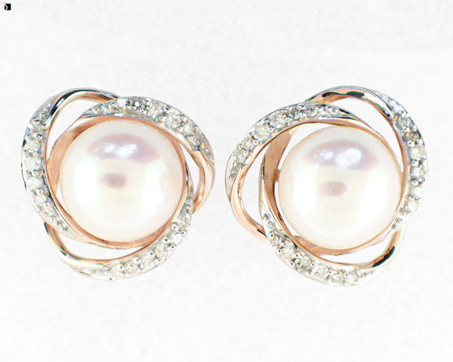 Image Showcasing After #129 Front View of Pearl Stud Earrings Transformation