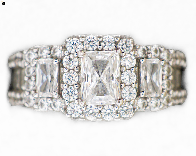 Image Showing Before #16 of a Uniquely Designed Diamond Ring Getting Premier Ring Sizing Services by Master Jewelers