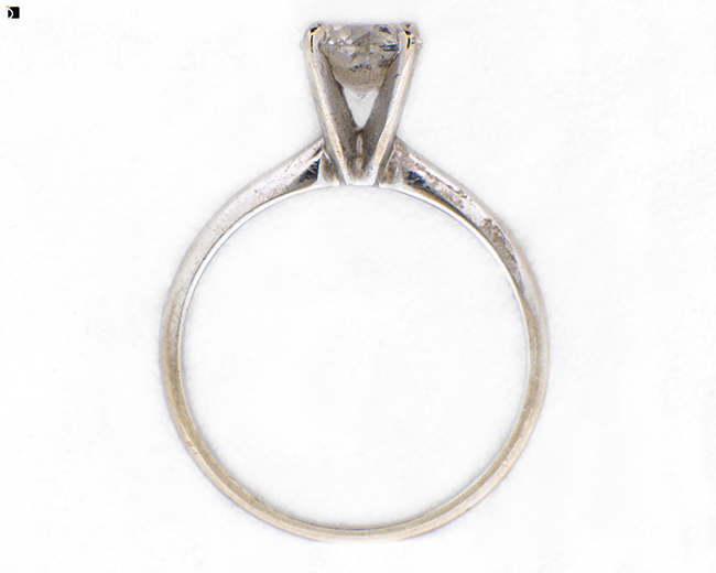 Image Showing Before #17 Flat View of a Solitaire Diamond Ring Getting Premier Ring Sizing Services by Master Jewelers
