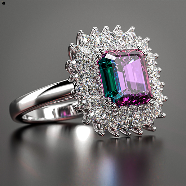 Image Showcasing Restored and Serviced Diamond and Alexandrite Silver Ring