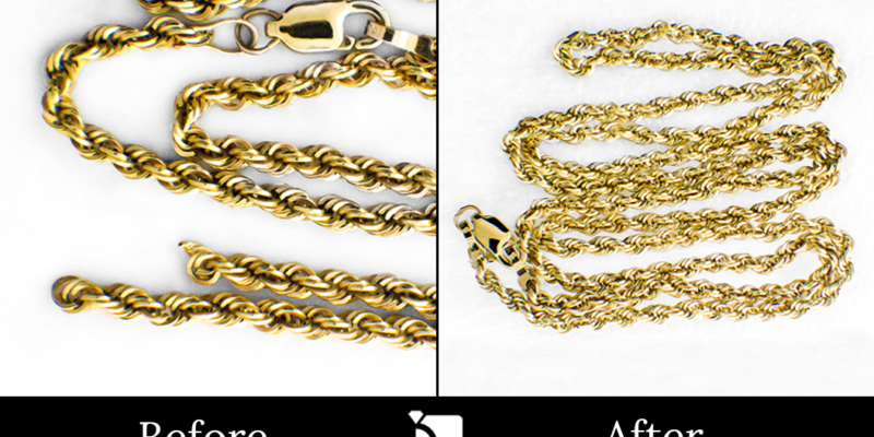 Before & After #131 of a Hollow Chain Necklace Getting Premier Necklace Restoration Services