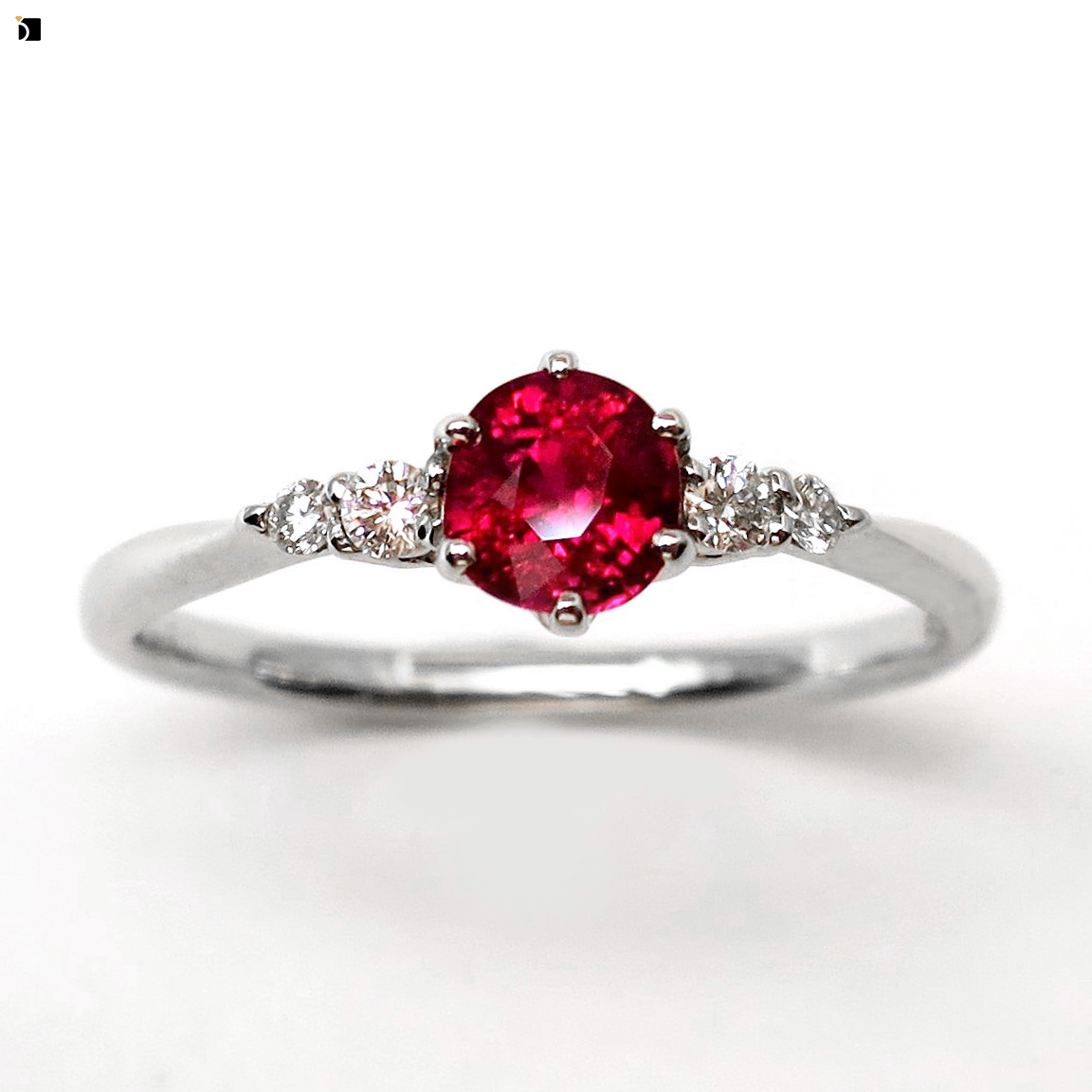 Isolated Diamond Ruby Gemstone Ring