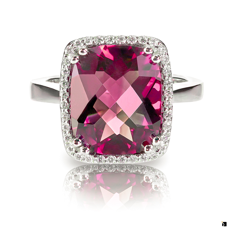 Isolated Pink Tourmaline Fine Jewelry Restored Ring Feature