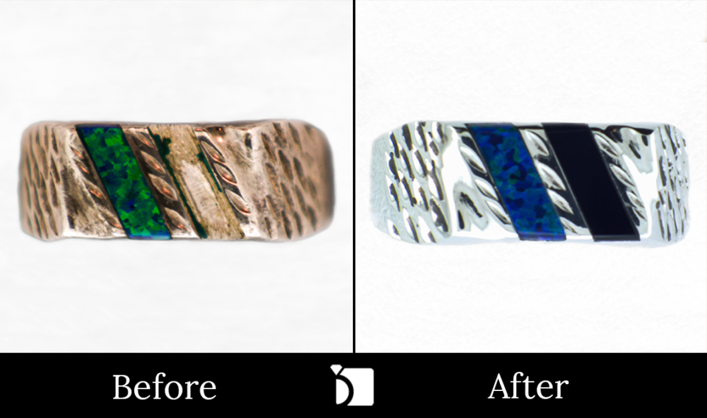 Before & After #23 Sterling Silver Ring with Onyx Stone Replacement