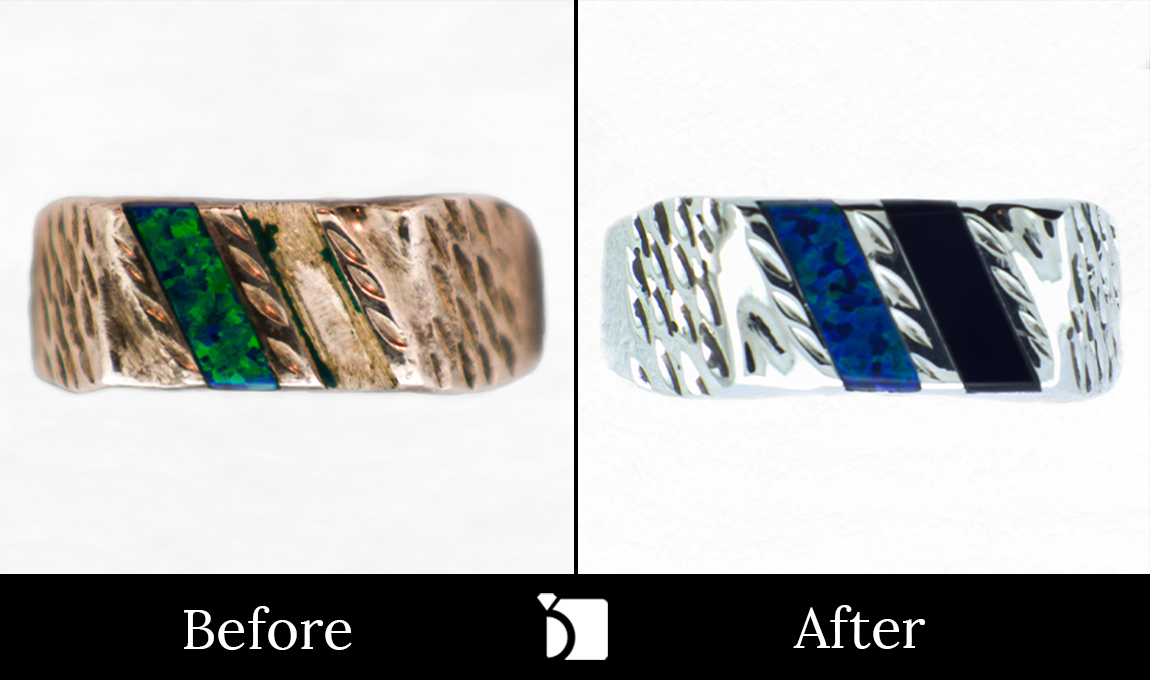Before & After #23 Sterling Silver Ring with Onyx Stone Replacement