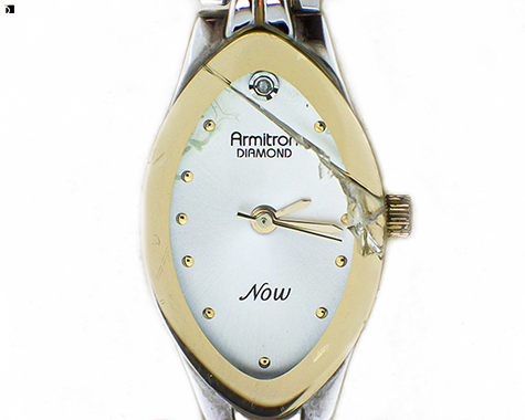 Before #27 Face View of Armitron Diamond Watch Timepiece Prior to Watch Restoration