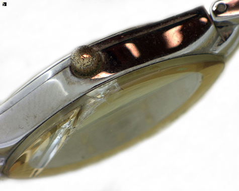 Before #27 Side View of Armitron Diamond Watch Timepiece Prior to Watch Restoration