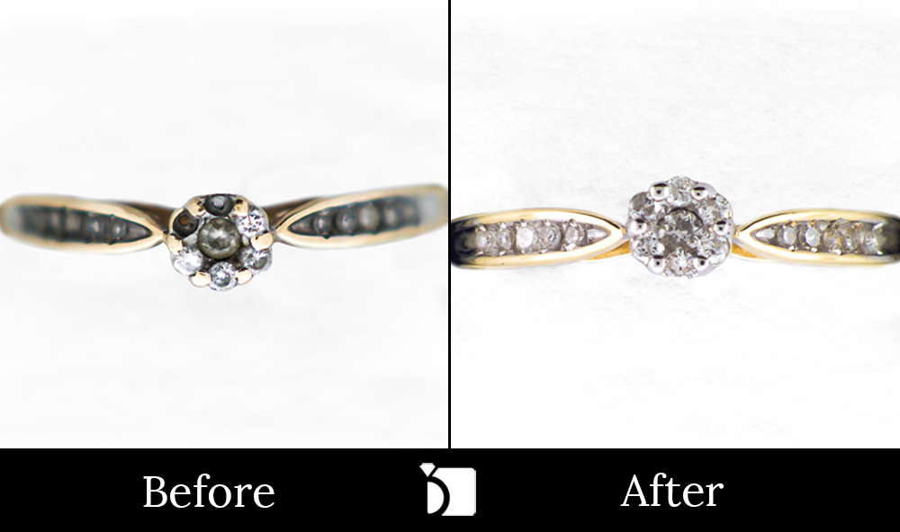 Before & After #36 10ky Gold Ring with Two Missing Gemstones