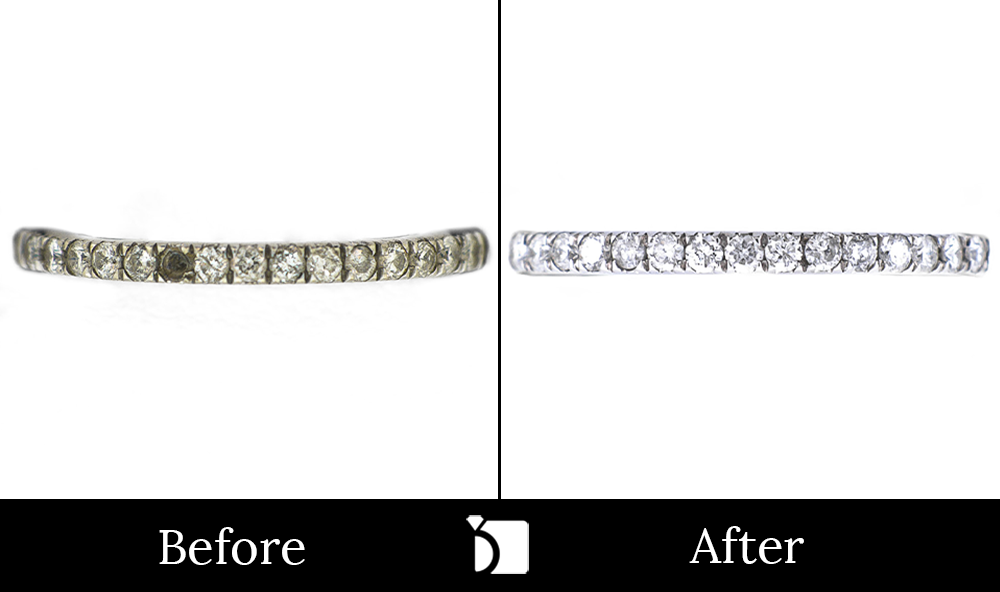 Before & After #42 Diamond Wedding Band Repaired with Premier Restoration and Gemstone Replacement Services