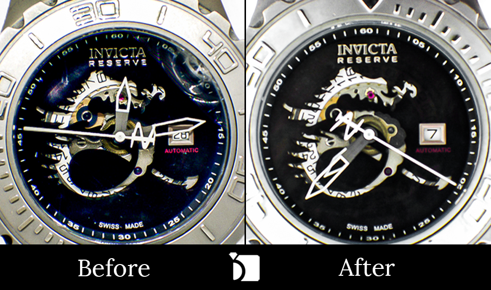 Before & After #43 Invicta Reserve Subaqua Automatic Polyurethane 0640 Model Serviced with Premier Watch Restoration Services