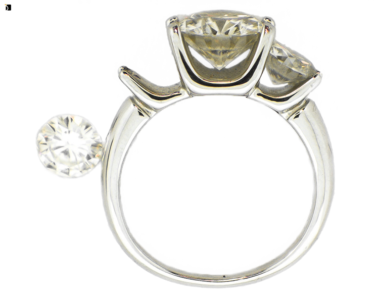 Before #56 Side View of Engagement Ring with Loose Diamond Gemstone Before Gemstone Resetting Services