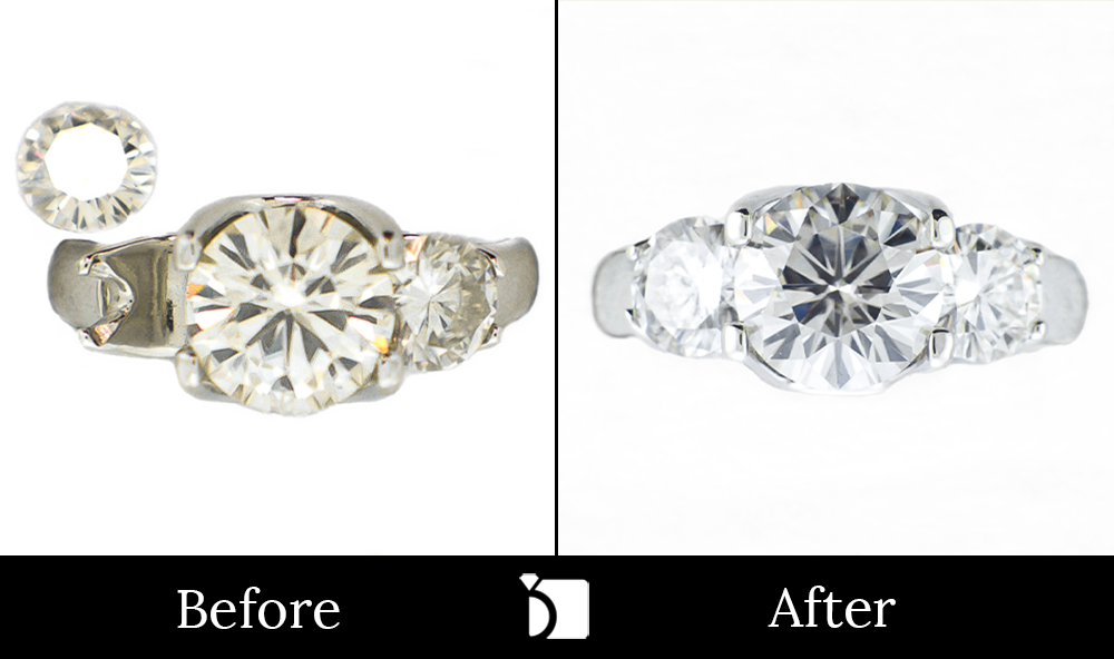 Before & After #56 Restoration of Diamond Ring Serviced by Master Jewelers and Premier Gemstone Resetting Services