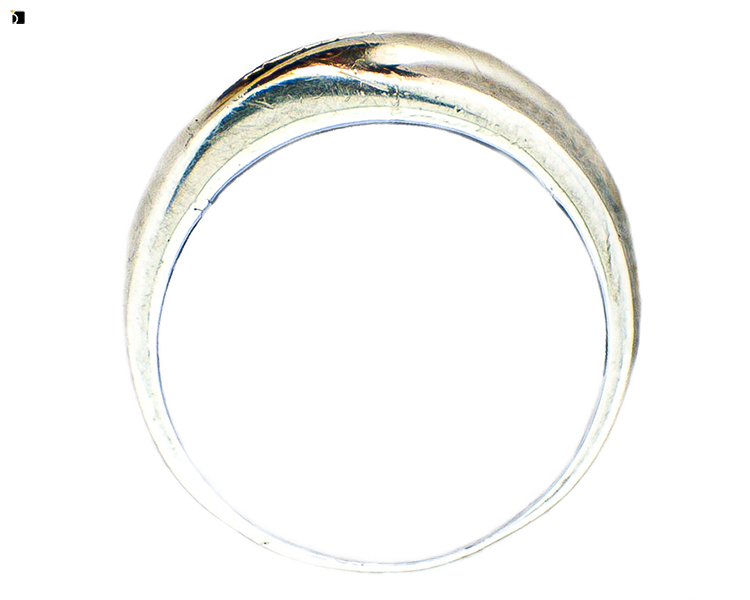 Before #61 Side View of Men's Sterling Silver Diamond Ring Before Master Jeweler Restoration