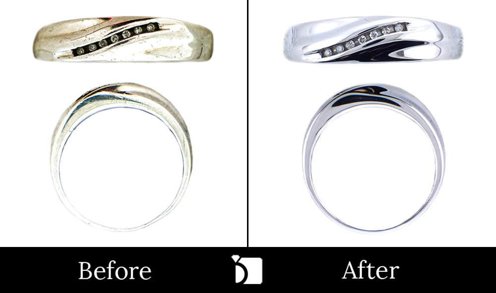 Before & After #61 Men's Sterling Silver Diamond Ring Receiving Premier Ring Repair Services