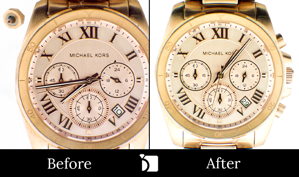 Before & After #67 Michaels Kors Timepiece Serviced and Restored by Certified Watchmakers