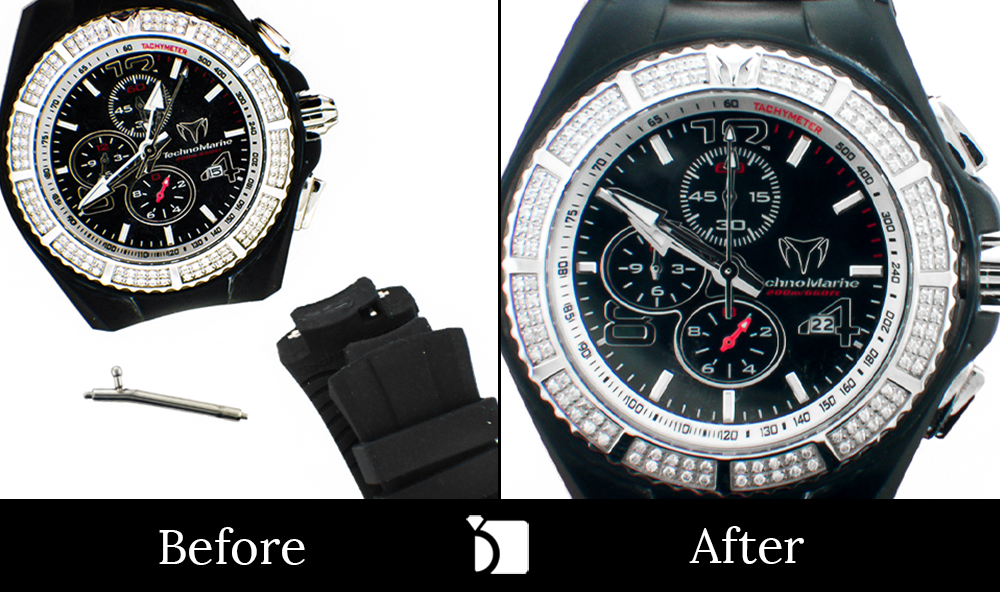 Before & After #76 Techno Marine Watch Case Number 08041515 Receiving Premier Restoration Services