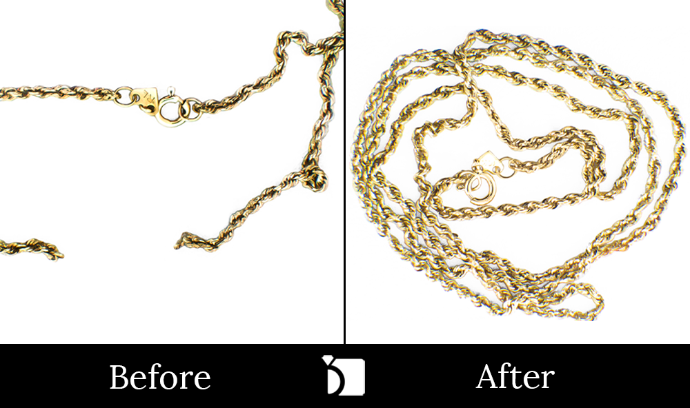 Before & After #80 Hollow Gold Chain Necklace Restored by Advanced Level of Chain Repair