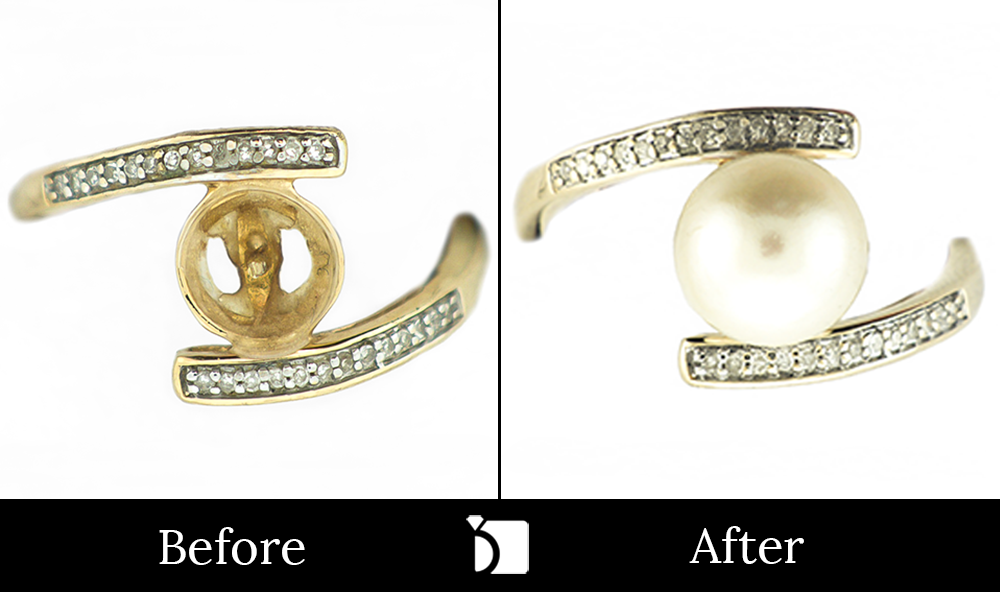 Before & After #84 of a Pearl Ring Being Restored Through Pearl Gemstone Replacement and Premier Ring Services
