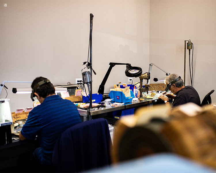 Dial Refinishers Working in My Jewelry Repair Kirk Rich Dial Dial Refinishing Lab