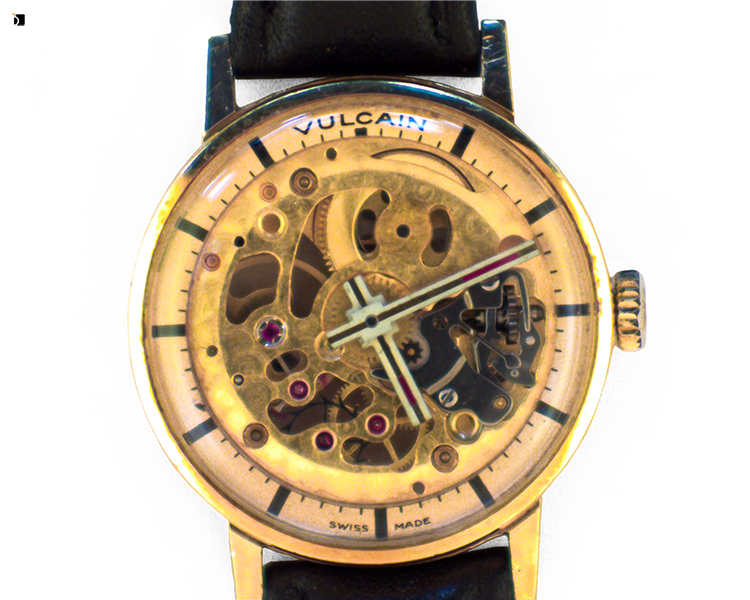 After #135 Front of 1970's Vulcain Wind Up Timepiece Restored by Experienced and Skillful work of Certified Watchmakers