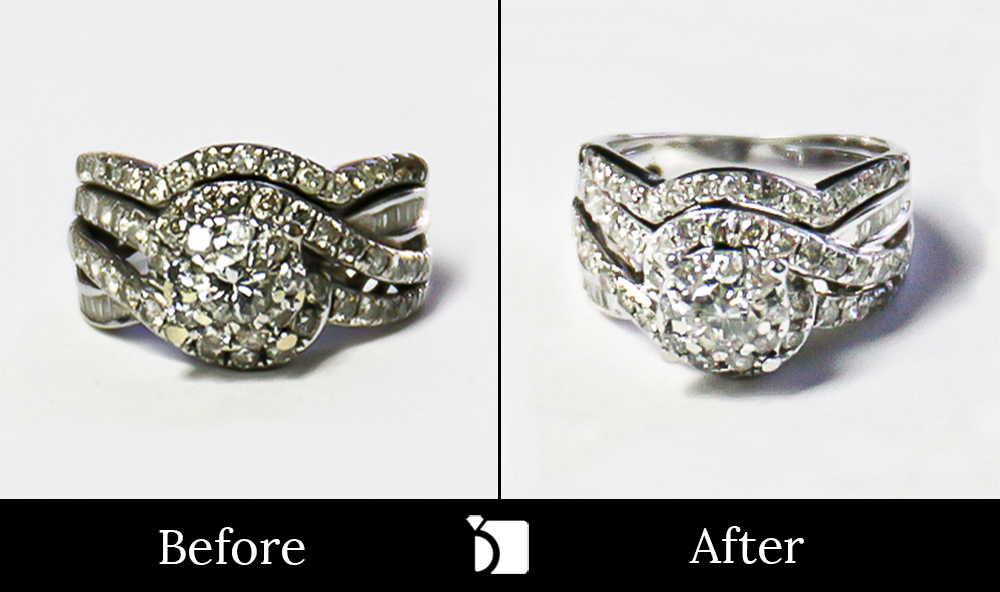 Before & After #93 White Gold Diamond Ring Double Gemstone Replacement
