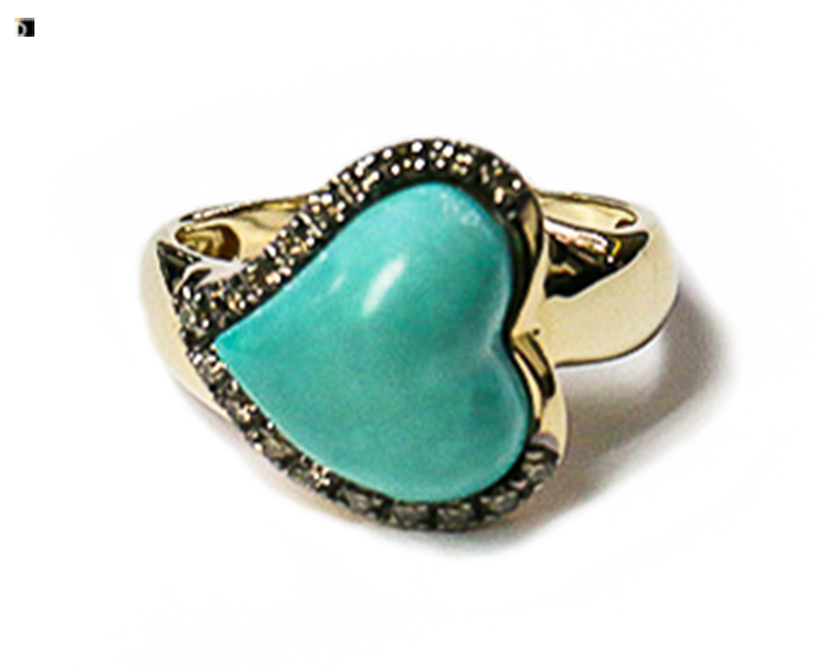 After #95 14k Gold Ring with Heart-Shaped Turquoise Restored in My Jewelry Repair Facility