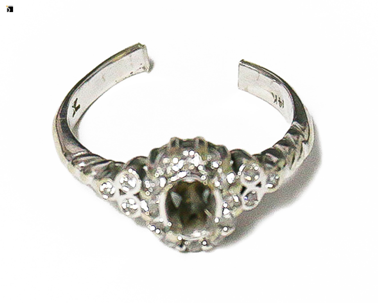 Before #99 Front View of 14k White Gold Sapphire Gemstone Ring Prior to Premier Gemstone Replacement Services