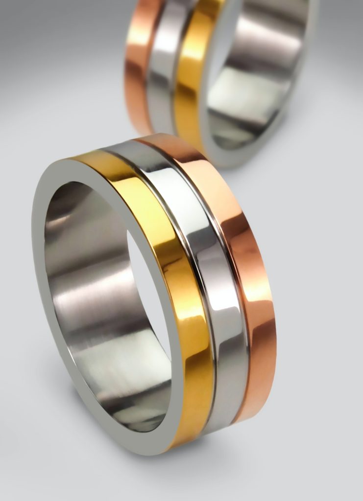 Image of gold, white gold, and rose gold rings