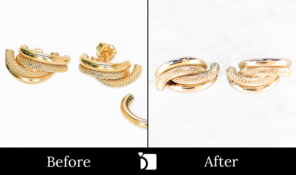 Before & After #138 Macy's 10kt Yellow Gold Stack Earrings Restored by the Jewelry Repair Work of My Jewelry Repair Master Jewelers