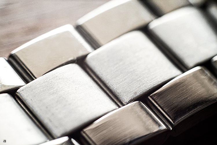 Close Up of Metal Link Timepiece Bracelet Restored by Premier Watch Bracelet Band Repair Services