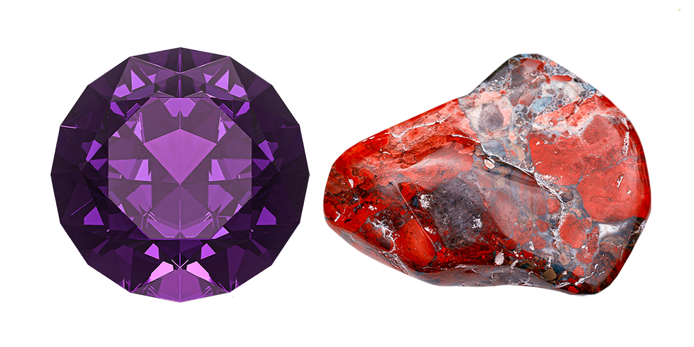 Combined Isolated Amethyst Jasper Loose Gemstones February Birthstone Feature