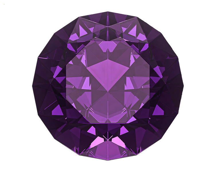 Isolated Loose Purple Amethyst February Birthstone Gemstone