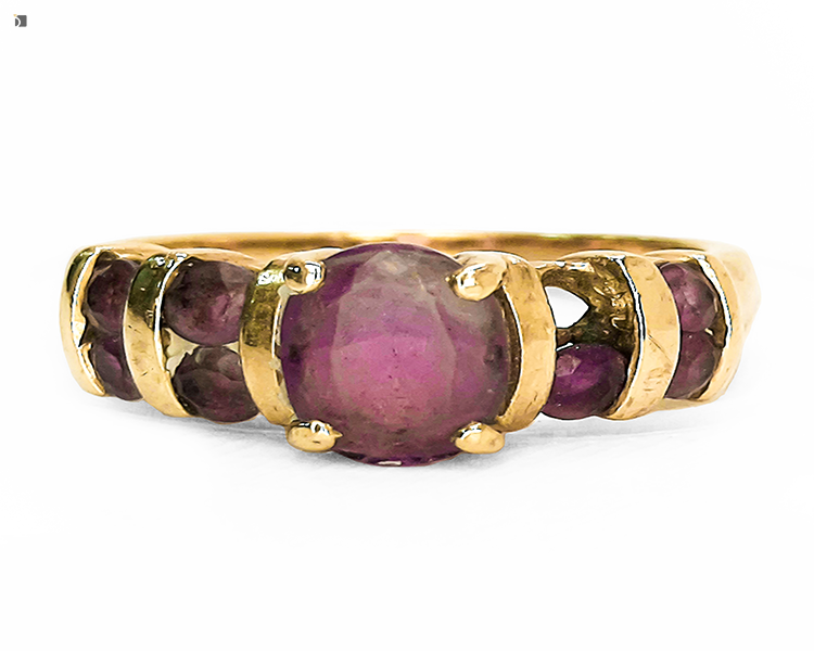 Before #141 Front View of 10kt Yellow Gold Ring with Missing Purple Amethyst Gemstone