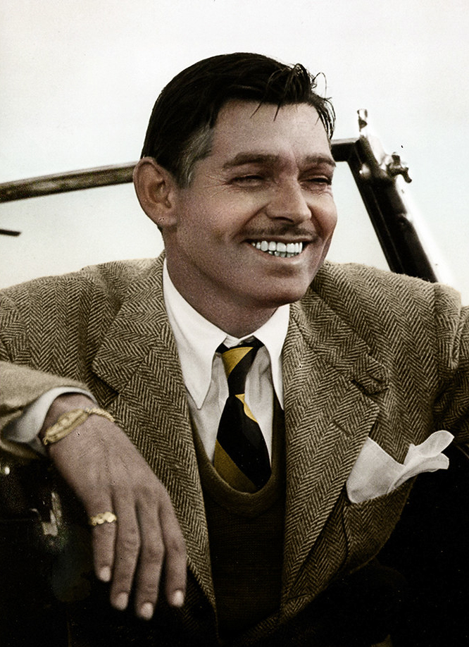 Image showcasing 1930s actor Clark Gable wearing gold ring and bracelet