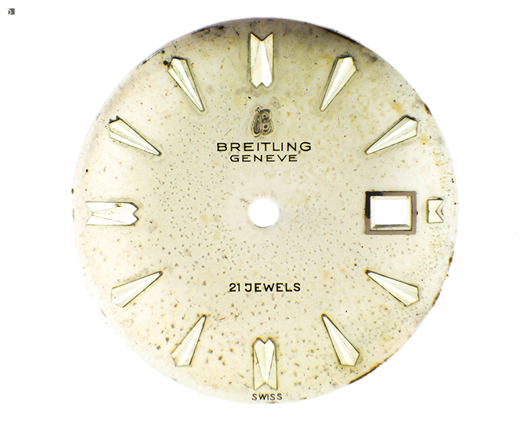After #142 Front of Breitling Geneve Timepiece Dial Upon Arrival to Watch Repair Service Center