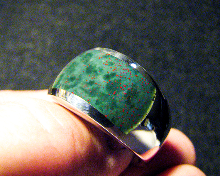 Sterling Silver Ring with Bloodstone Inlay Photo by Jessa and Mark Anderson Edited by My Jewelry Repair