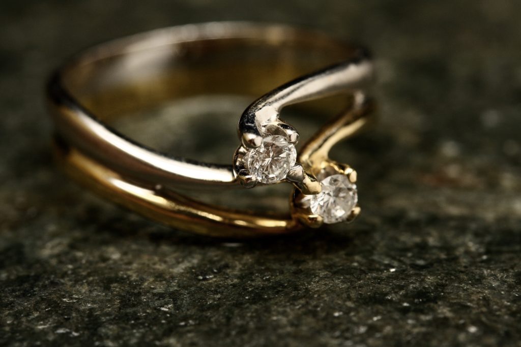 Photo of diamond engagement ring with gold plating