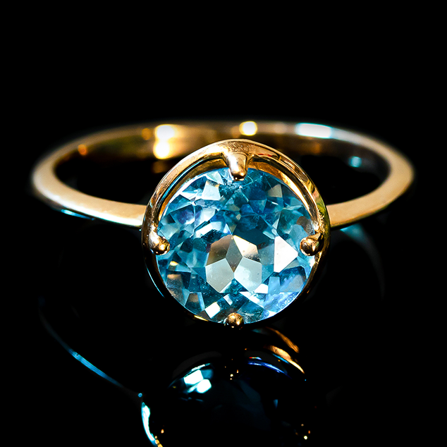 Isolated Restored Fine Jewelry Blue Zircon Gemstone Gold Ring