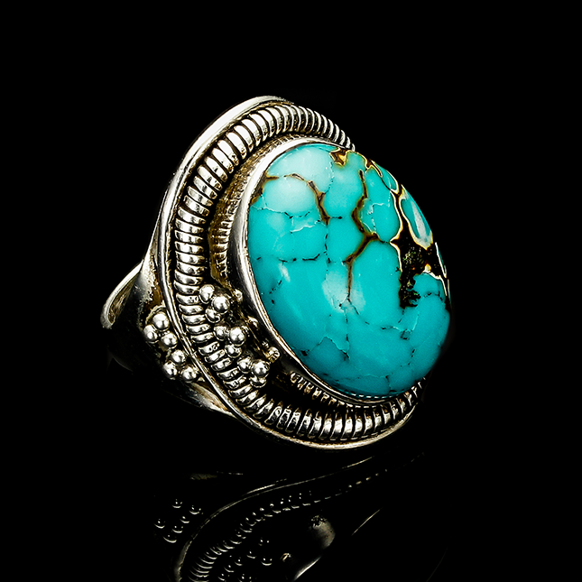 Isolated Restored Turquoise Gemstone Ring Jewelry
