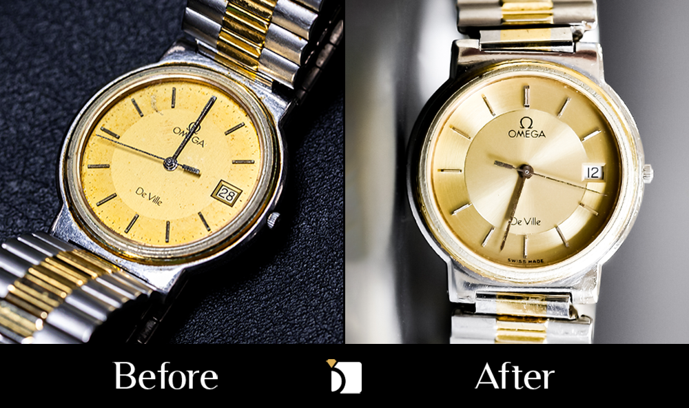 Before & After #146 Complete Vintage Omega Timepiece Restoration from Premier Watch Repair Services